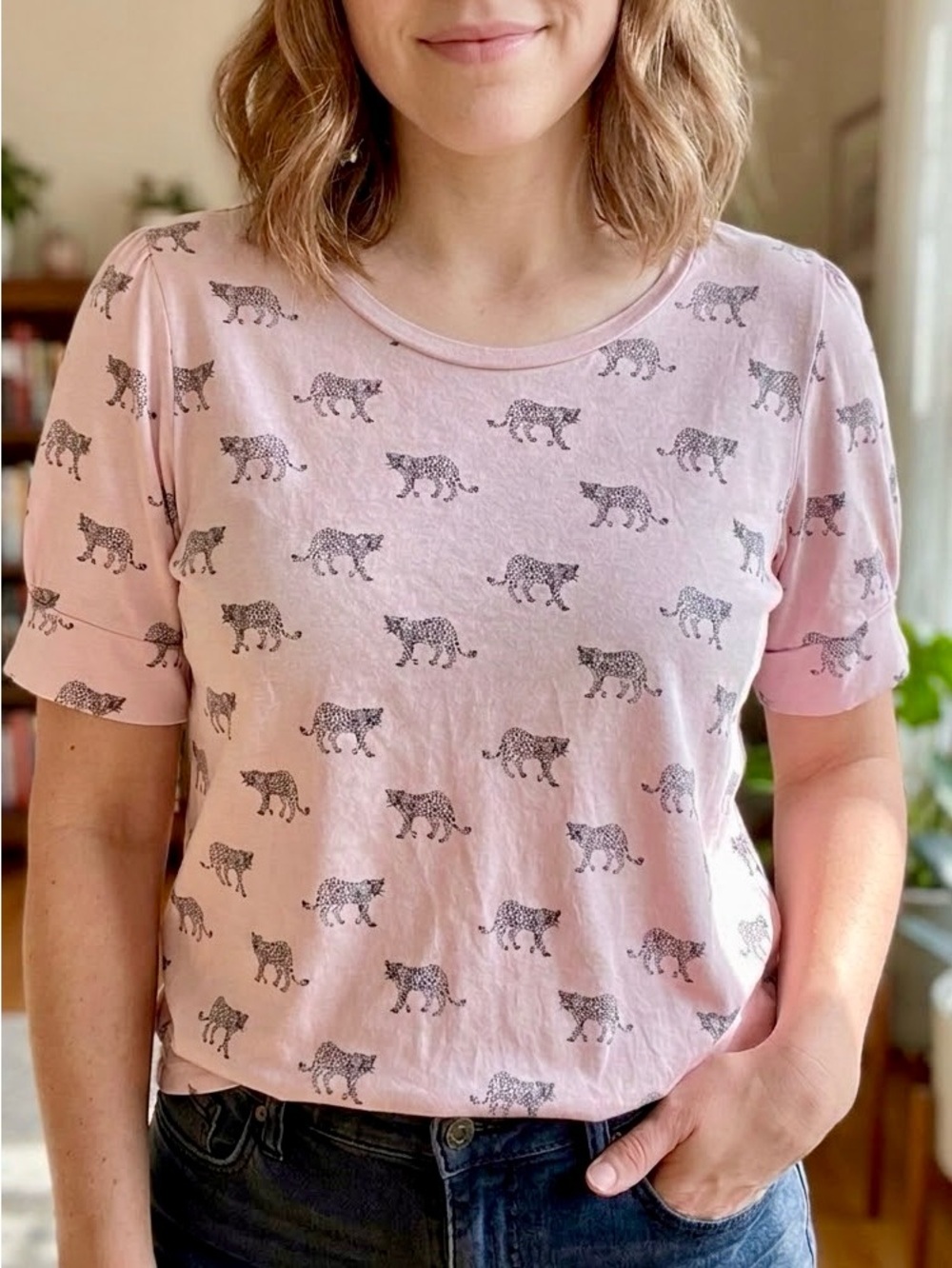 Light Pink Leopard Print Tee